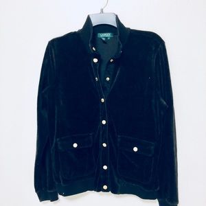 Ralph Lauren Black Velvet Jacket with Gold Buttons